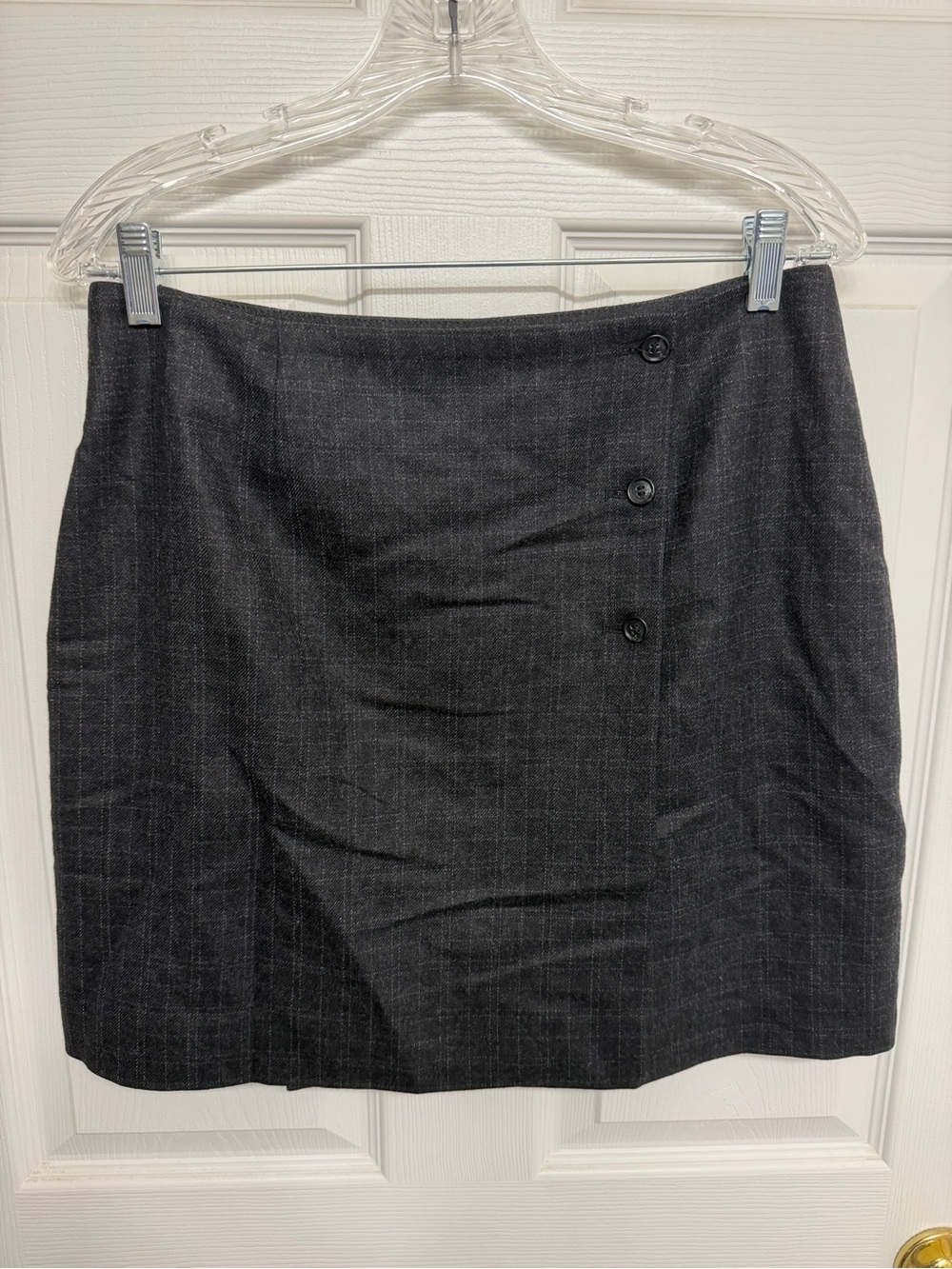 INC Classic Charcoal Button-Accent Skirt